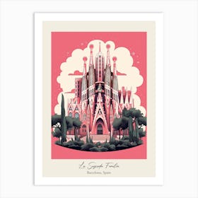 La Sagrada Familia   Barcelona, Spain   Cute Botanical Illustration Travel 7 Poster Art Print