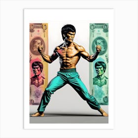 Kung Fu Action Bruce Vintage Retro Art Print Art Print