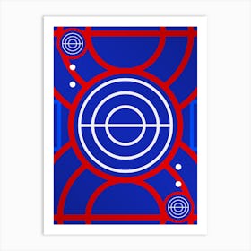 Geometric Abstract Glyph in White on Red and Blue Array n.0039 Art Print