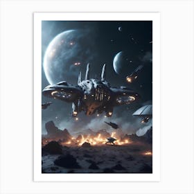 Spaceships In Space 1 Art Print