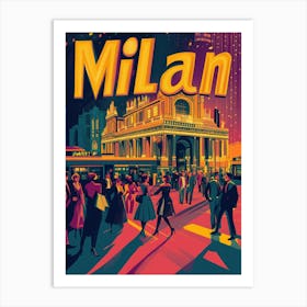 Aihrgdesign A 1970s Inspired Travel Poster For Milan 6 Art Print