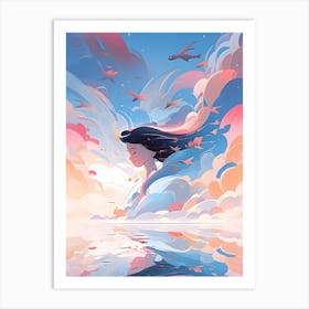 Girl In The Sky Art Print