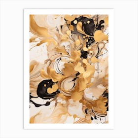 Gold And Black Abstract Painting 3 Art Print