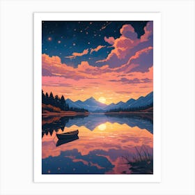 Sunset By The Lake Art Print