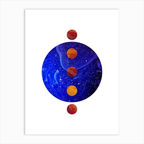 Circular Blue Planet Marble Artwork Art Print