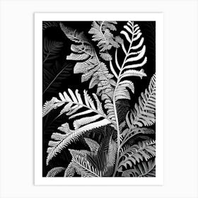 Polypodium Fern Linocut Art Print