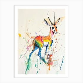 Gazelle Colourful Watercolour 2 Art Print