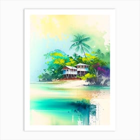 Roatan Honduras 2 Watercolour Pastel Tropical Destination Art Print