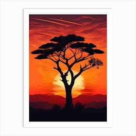 Acacia Tree At Sunset Art Print