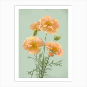 Marigold Flowers Acrylic Painting In Pastel Colours 12 Art Print