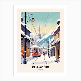 Vintage Winter Travel Poster Chamonix France 1 Art Print