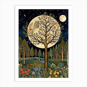 William Morris Tree In The Moonlight 1 Art Print