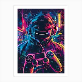 Neon Gaming Ps3 Controller Art Print