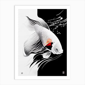 Kigoi Koi Fish Minimal Line Drawing Art Print