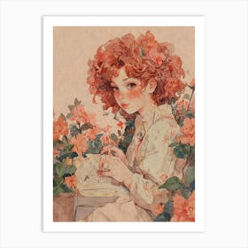 Girl Reading A Book Art Print