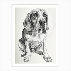 Beagle Dog Line Sketch 1 Art Print