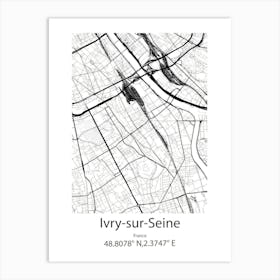 Ivry Sur Seine,France Minimalist Map Art Print