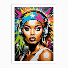 Graffiti Mural Of Beautiful Hip Hop Girl 31 Art Print