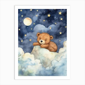 Baby Bear Cub 1 Sleeping In The Clouds Art Print