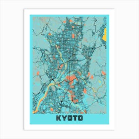 Kyoto City Map Art Print