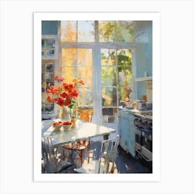 Kitchen With Flowers 1 Art Print