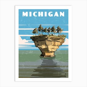 Michigan, USA — Retro travel minimalist poster Art Print