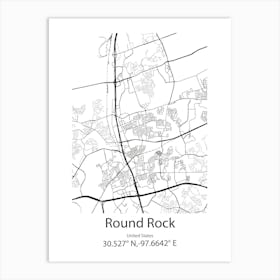 Round Rock,United States Minimalist Map Poster