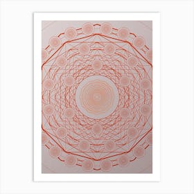 Geometric Abstract Glyph Circle Array in Tomato Red n.0108 Art Print