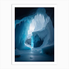 Glistening Ice Stalactites In The Ice Cave Art Print