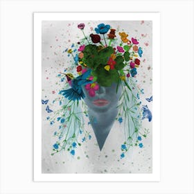 Floral Crown and Hummingbirds – Vibrant Nature-Inspired Artwork Art Print