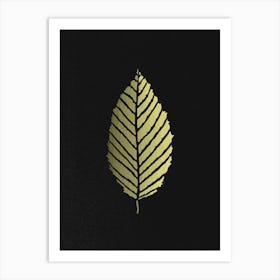 Beech Leaf Golden On Black Art Print