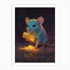 Mouse Eating Cheese Art Print