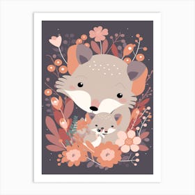 Cute Kawaii Flower Bouquet With A Mother Possum 3 Art Print