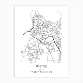 Alamo,Mexico Minimalist Map Art Print