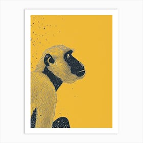 Yellow Baboon 2 Art Print
