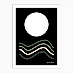 Wave In The Sky.A work of art. The moon. The colorful zigzag lines. It adds a touch of high-level art to the place. It creates psychological comfort. Reassurance in the soul.8 Art Print