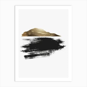 Gold And Black Brush Strokes 3 Art Print