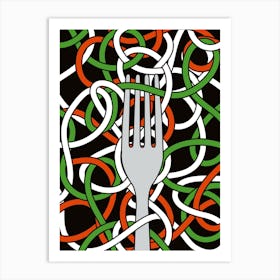 Pasta Love Fork With Spaghetti Italy Art Print