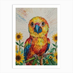 Parrot With Sunflowers 1 Art Print