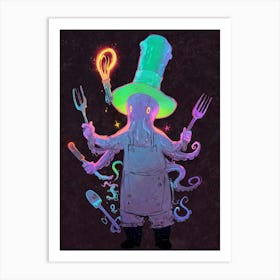 A Octopus With A Chefs Hat Juggling 2 Art Print