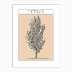 Poplar Tree Minimalistic Drawing 2 Poster Art Print