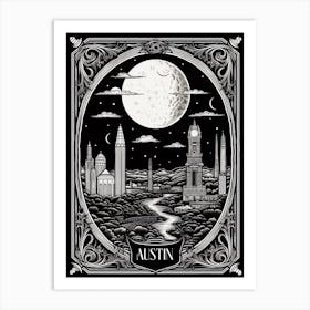 Austin, United States, Tarot Card Travel  Line Art 3 Art Print