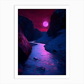 Purple Moon Over A River Art Print