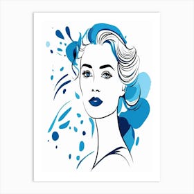 blue matisse watercolour woman portrait 8 Poster