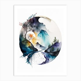 Landscapes 1 Yin And Yang Watercolour Art Print