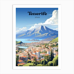 Tenerife Spain Mountain Travel Art Illustration Art Print