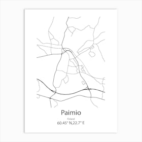 Paimio,Finland Minimalist Map Art Print