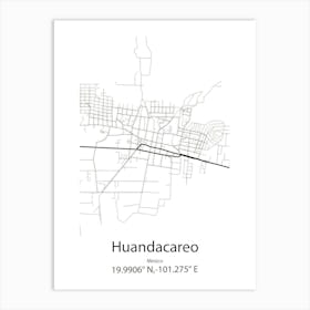 Huandacareo,Mexico Minimalist Map Art Print