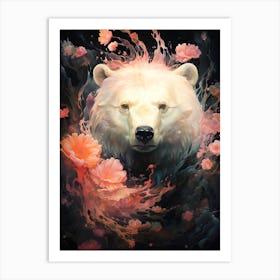 Polar Bear With Flowers Art Print