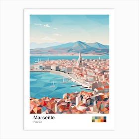 Marseille, France, Geometric Illustration 7 Poster Art Print